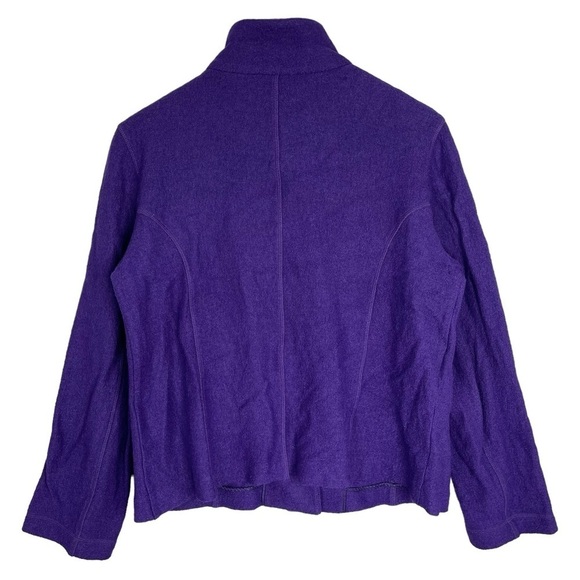 Talbots Boiled Wool Utility Jacket Medium Purple Stand Collar Button Up Stretch - Picture 7 of 11